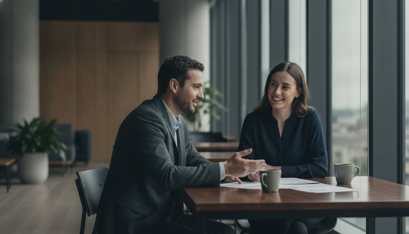 A manager coaching an employee one-on-one