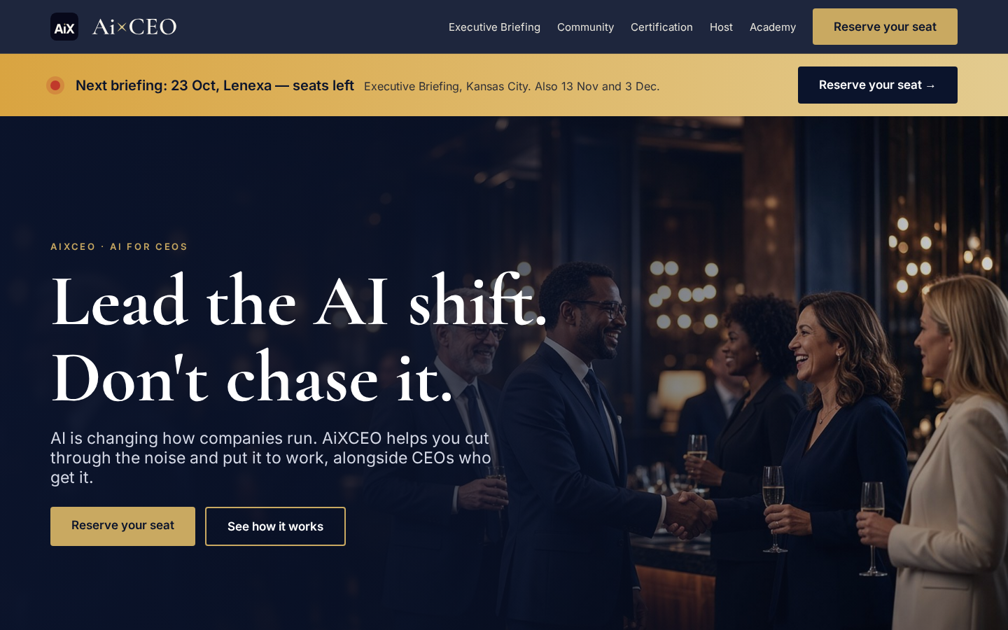 aixceo.com, where my team built the Kansas executive briefing and certification pages.