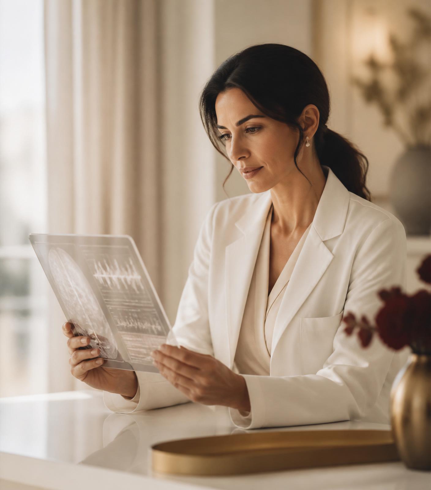 Clinician reviewing patient data on a tablet