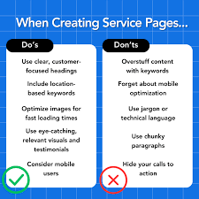 a pic that shows the Do's and Don'ts of creating a service page a pic that shows the Do's and Don'ts of creating a service page