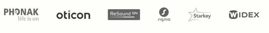 Hearing aid brands: Phonak, Oticon, ReSound, Signia, Starkey and Widex