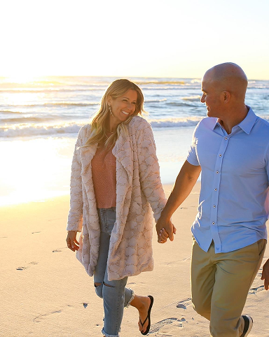 A vibrant collage showcasing Allan and Nicole Blain enjoying adventurous, joyful moments together — from fishing and horseback riding to beach sunsets and tropical getaways — embodying the essence of a thriving, high-performance marriage.