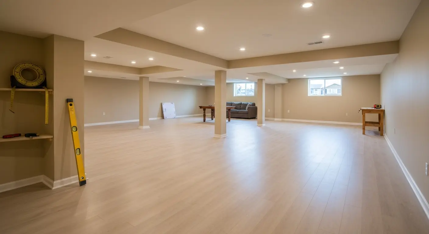 Finished basement with rec room