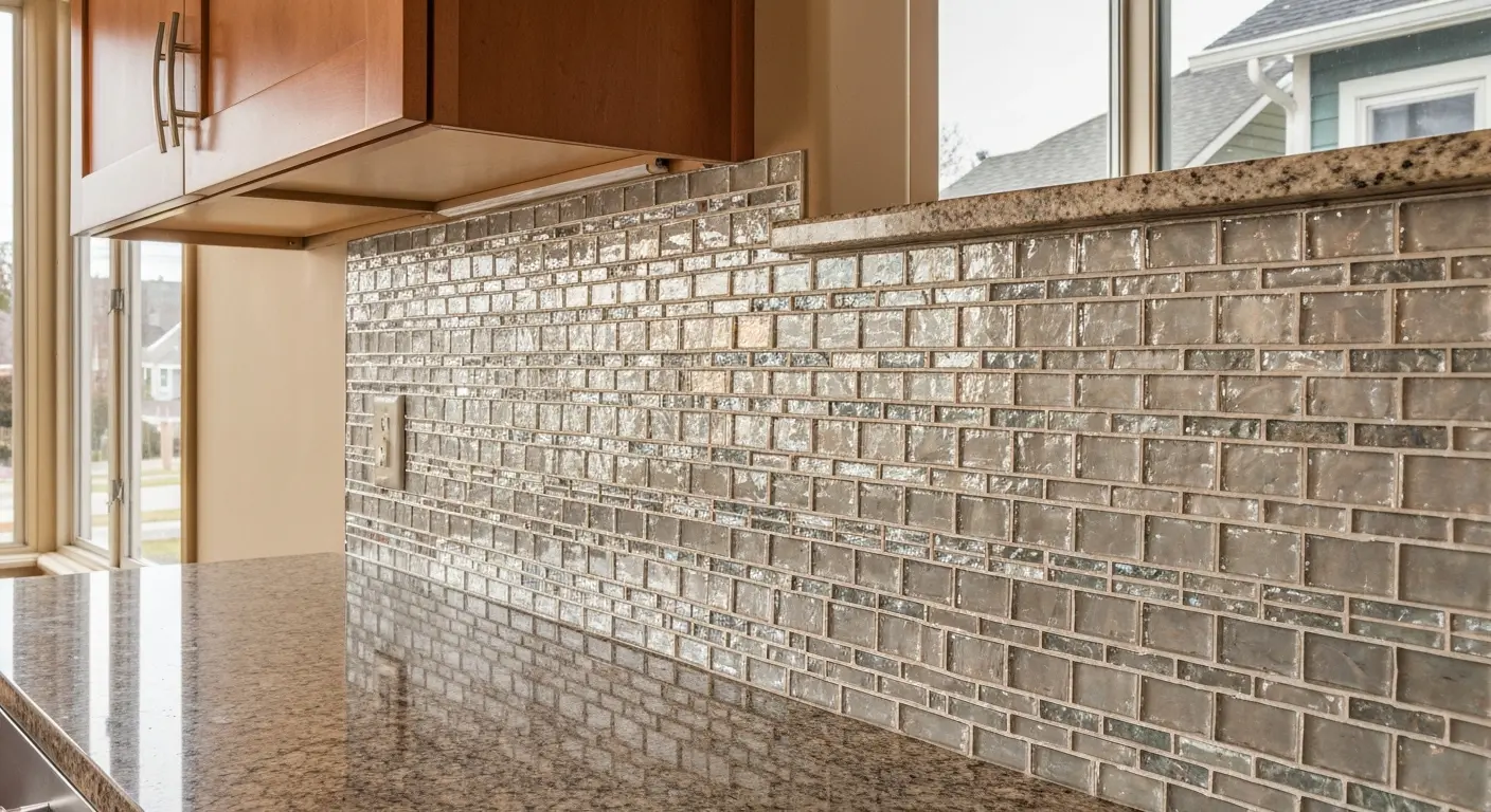Glass mosaic backsplash