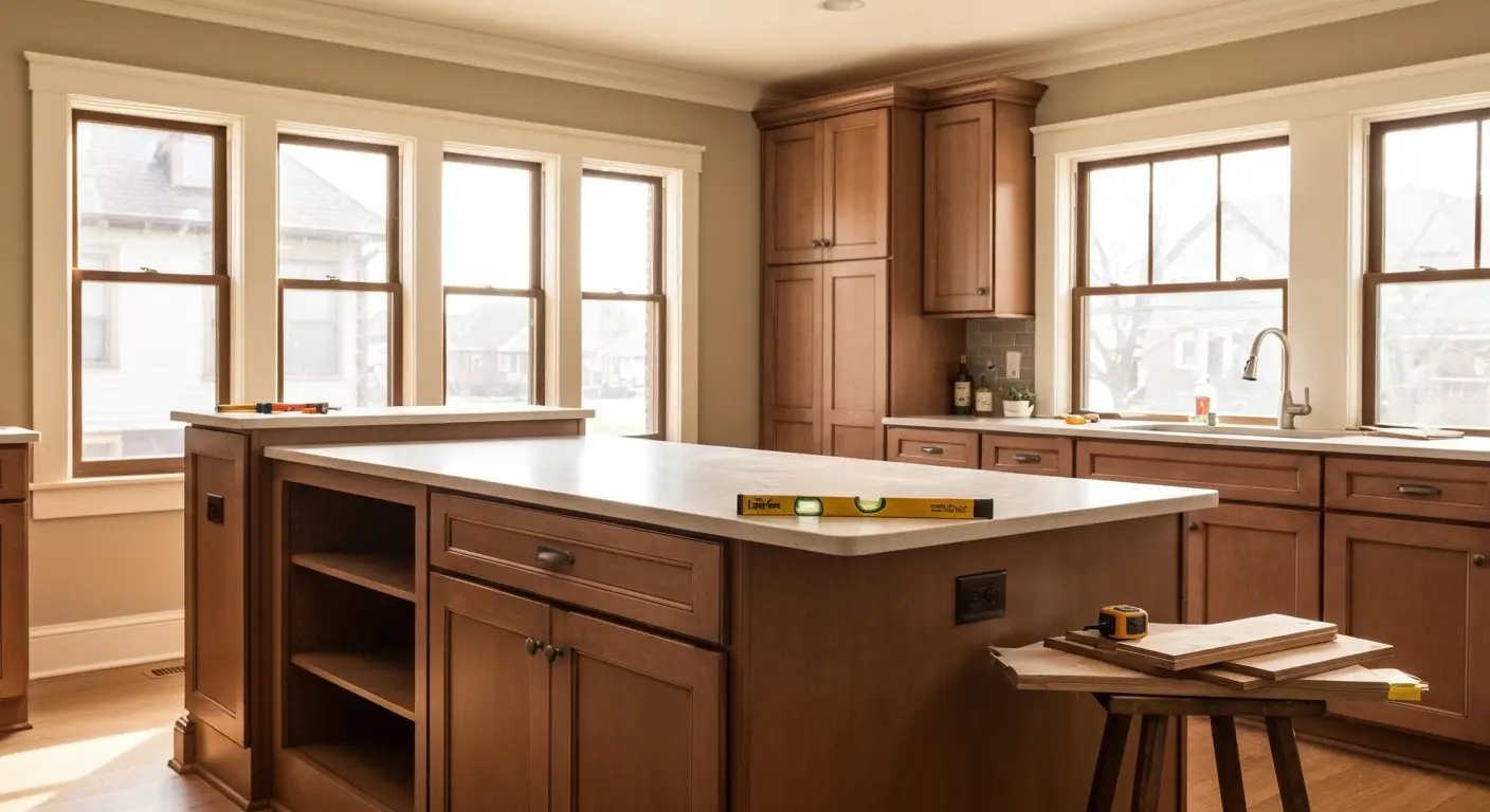Custom kitchen island installation