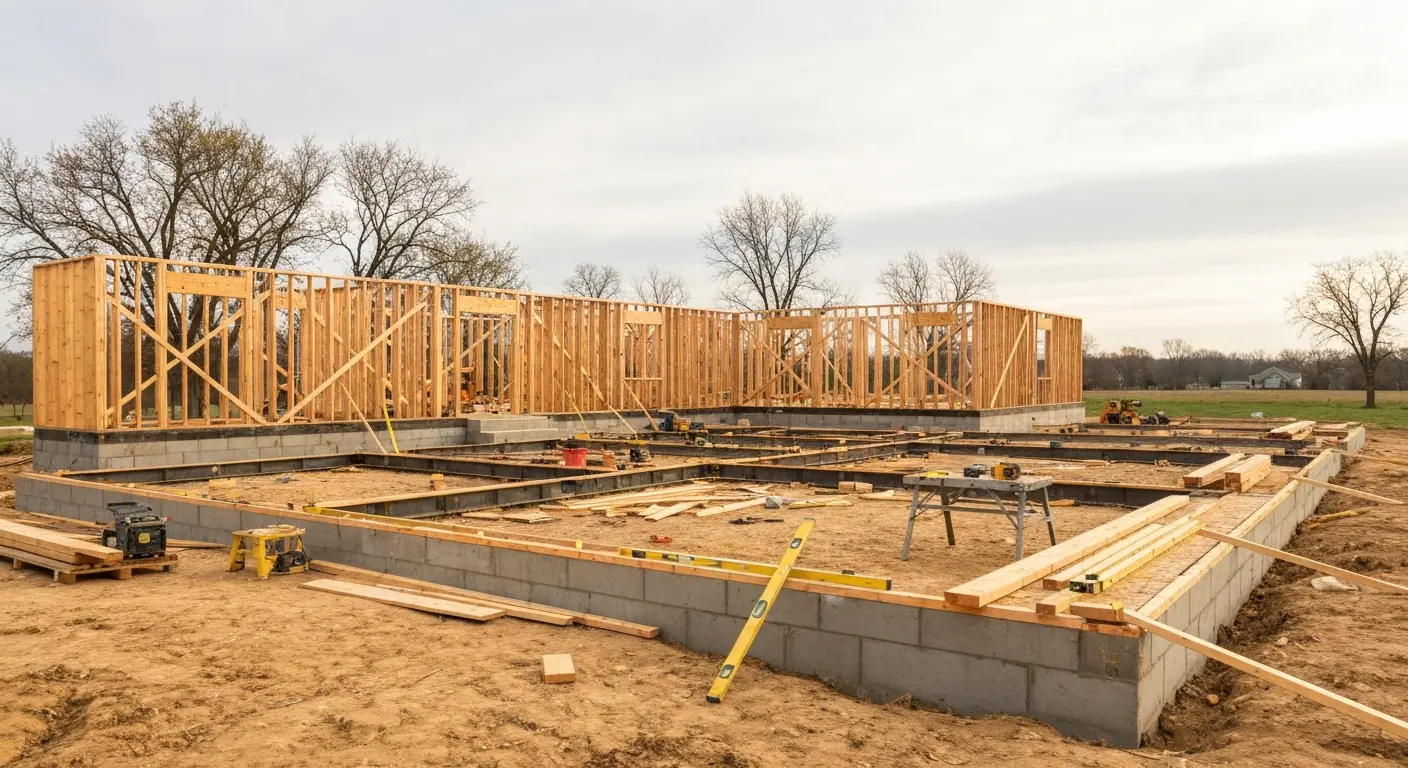 Custom home under construction