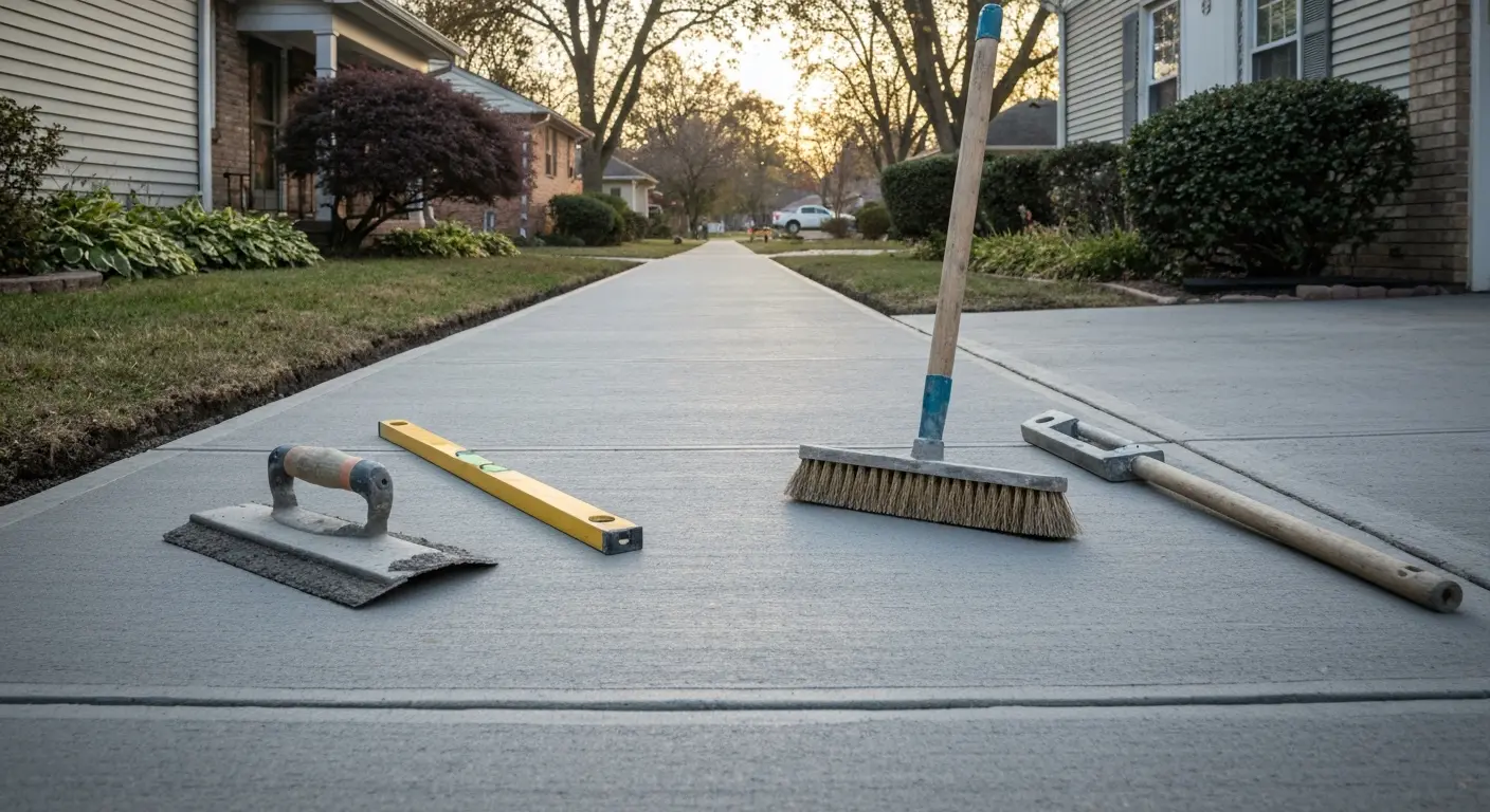 Concrete walkway installation