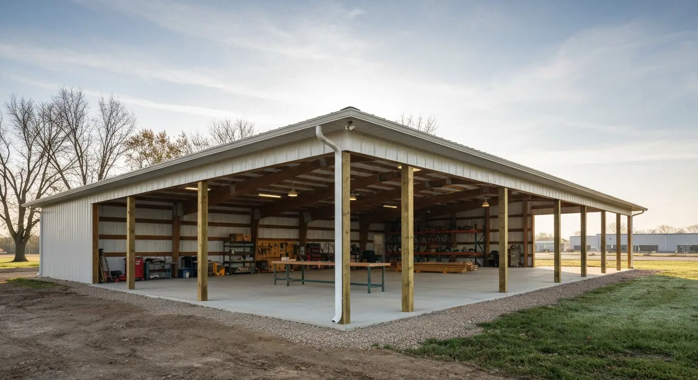 Light commercial pole barn structure