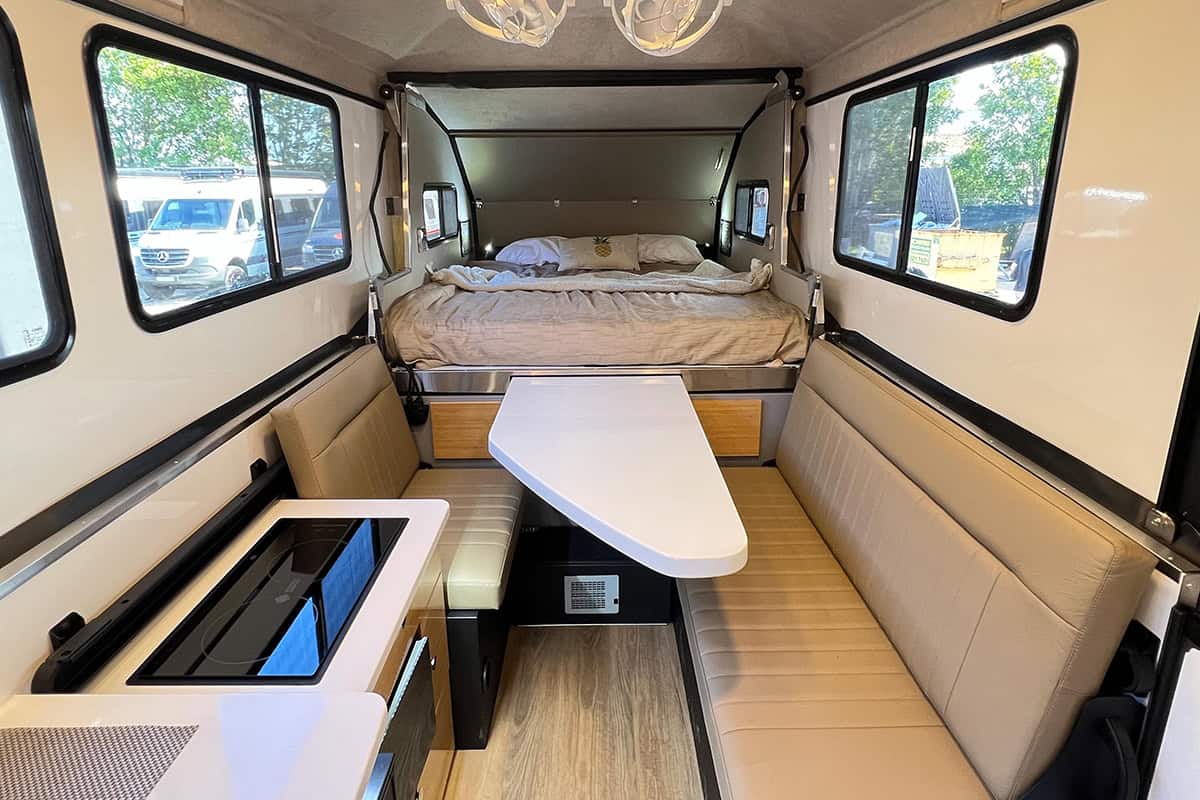 Interior living area and queen bed