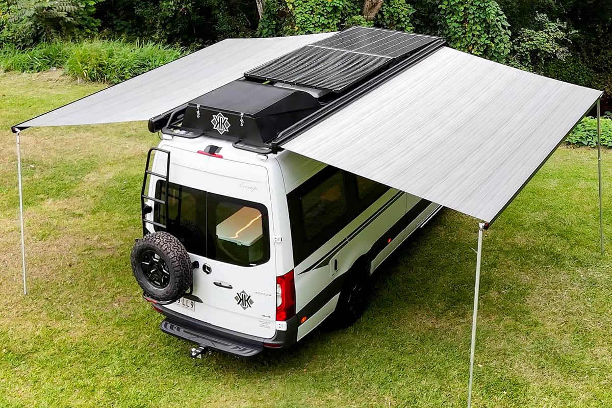Kruiswagen awning setup