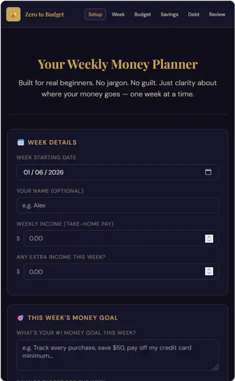 Budget Planner Product Example
