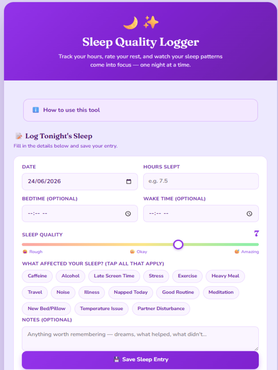 Sleep Quality Logger preview