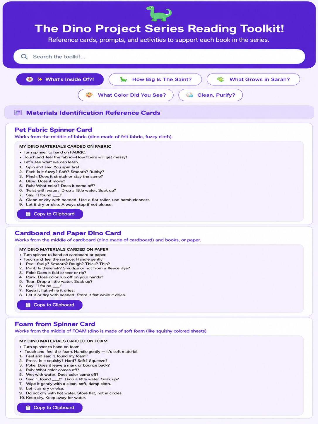 Toy Stain Rescue Checklist product screenshot