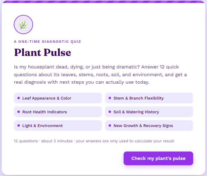 Plant Pulse one-time diagnostic quiz product preview