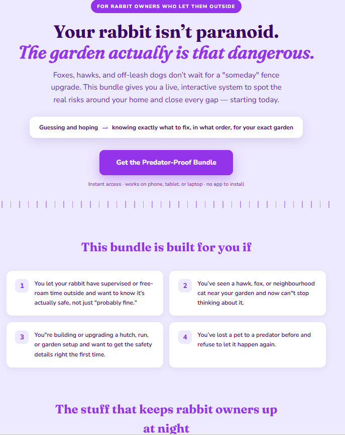 Rabbit safety product sales page preview