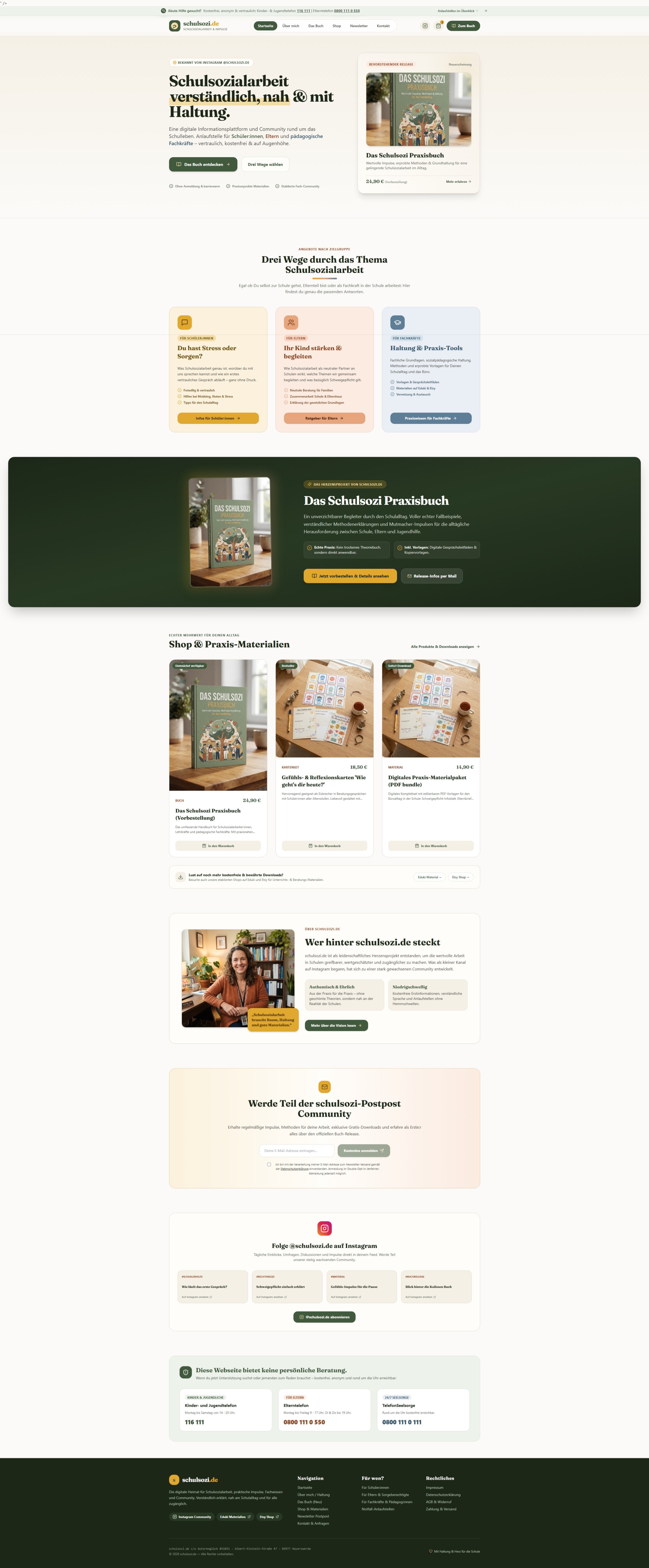 Influencer Homepage mit Webshop — Webseite von HeimDALL erstellt