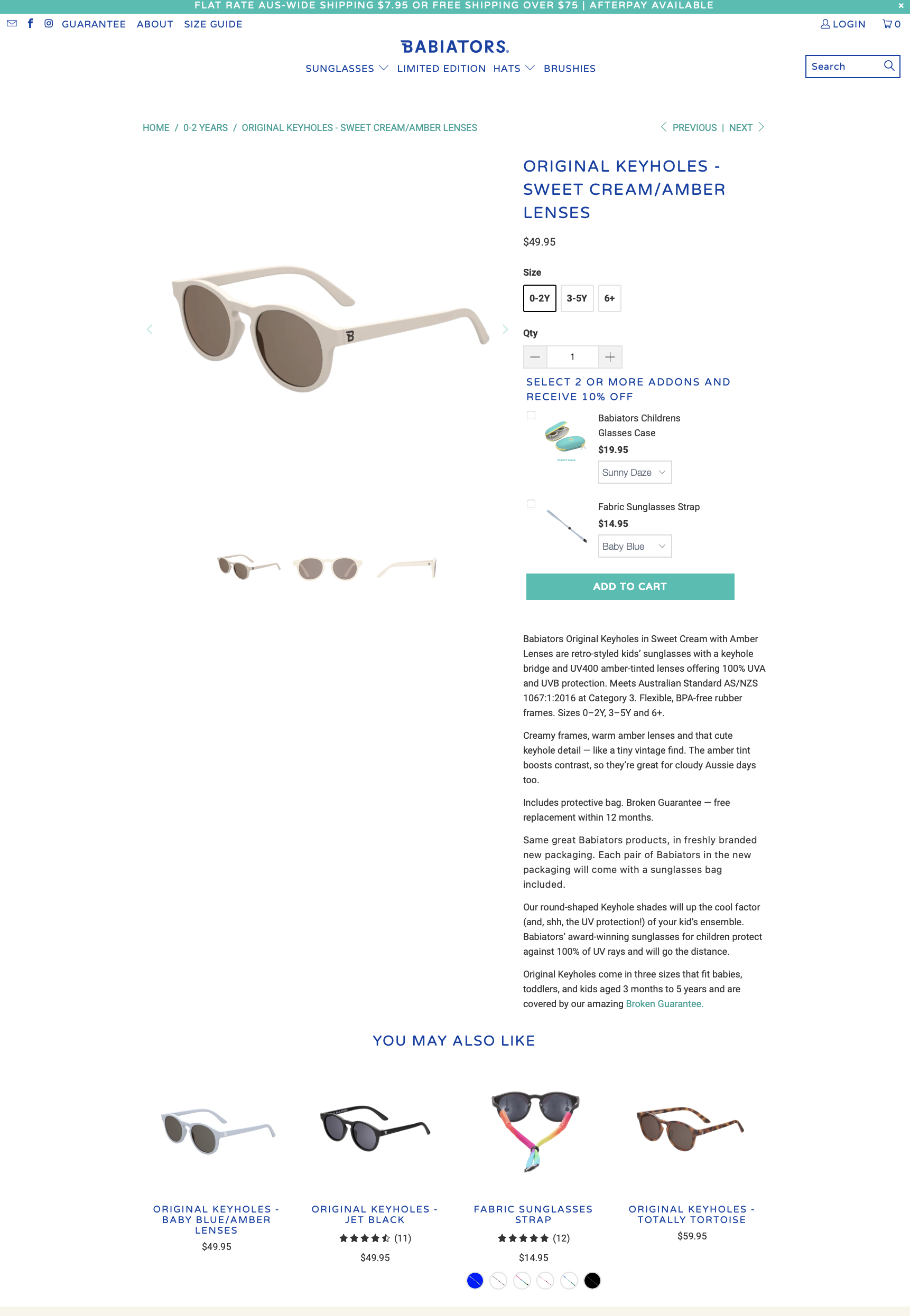 Babiators product page before upgrade