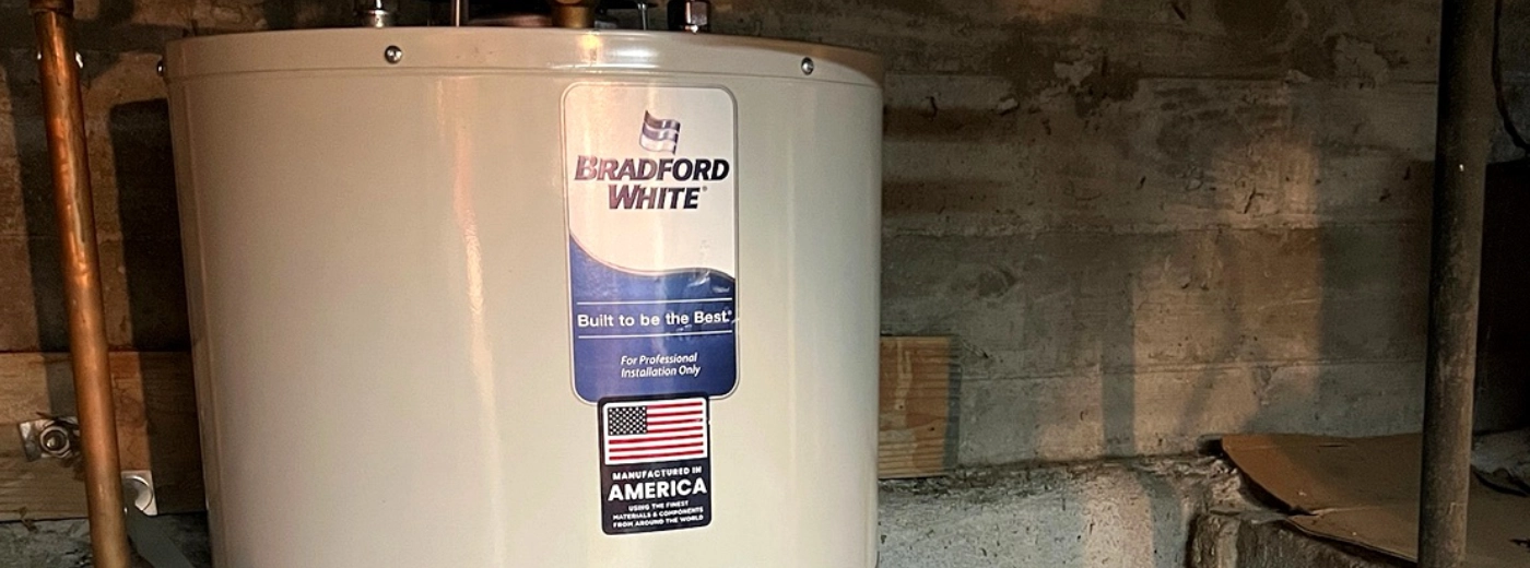 Bradford White Built to be the Best water heater installed by Plumb Guild — Made in America