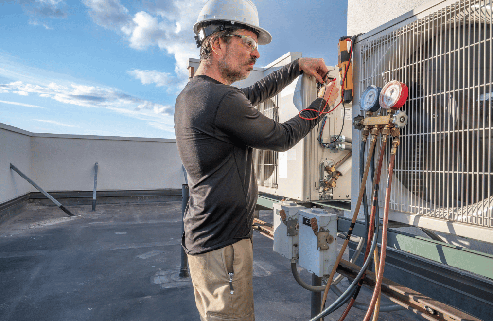 HVAC technician troubleshooting HVAC technician troubleshooting