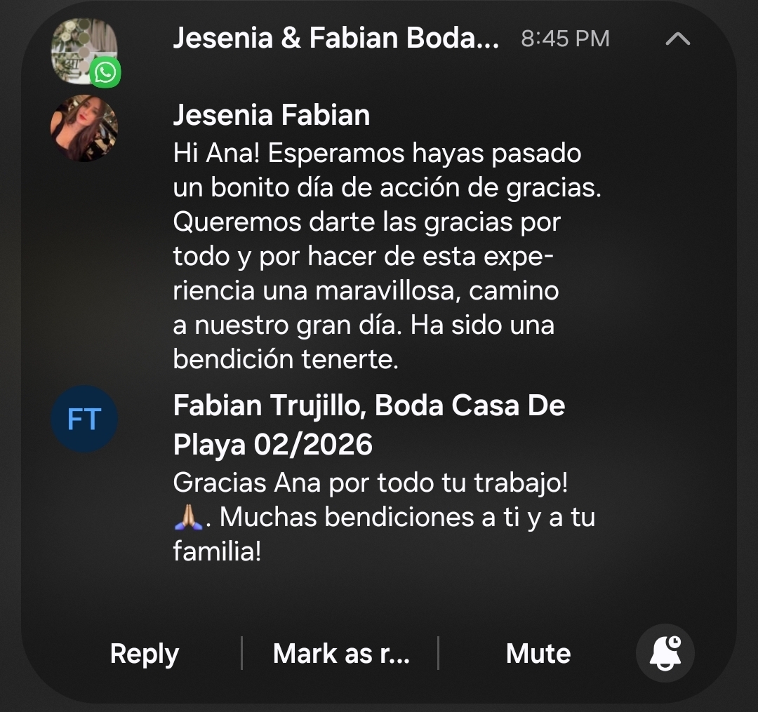 Testimonio de pareja via WhatsApp