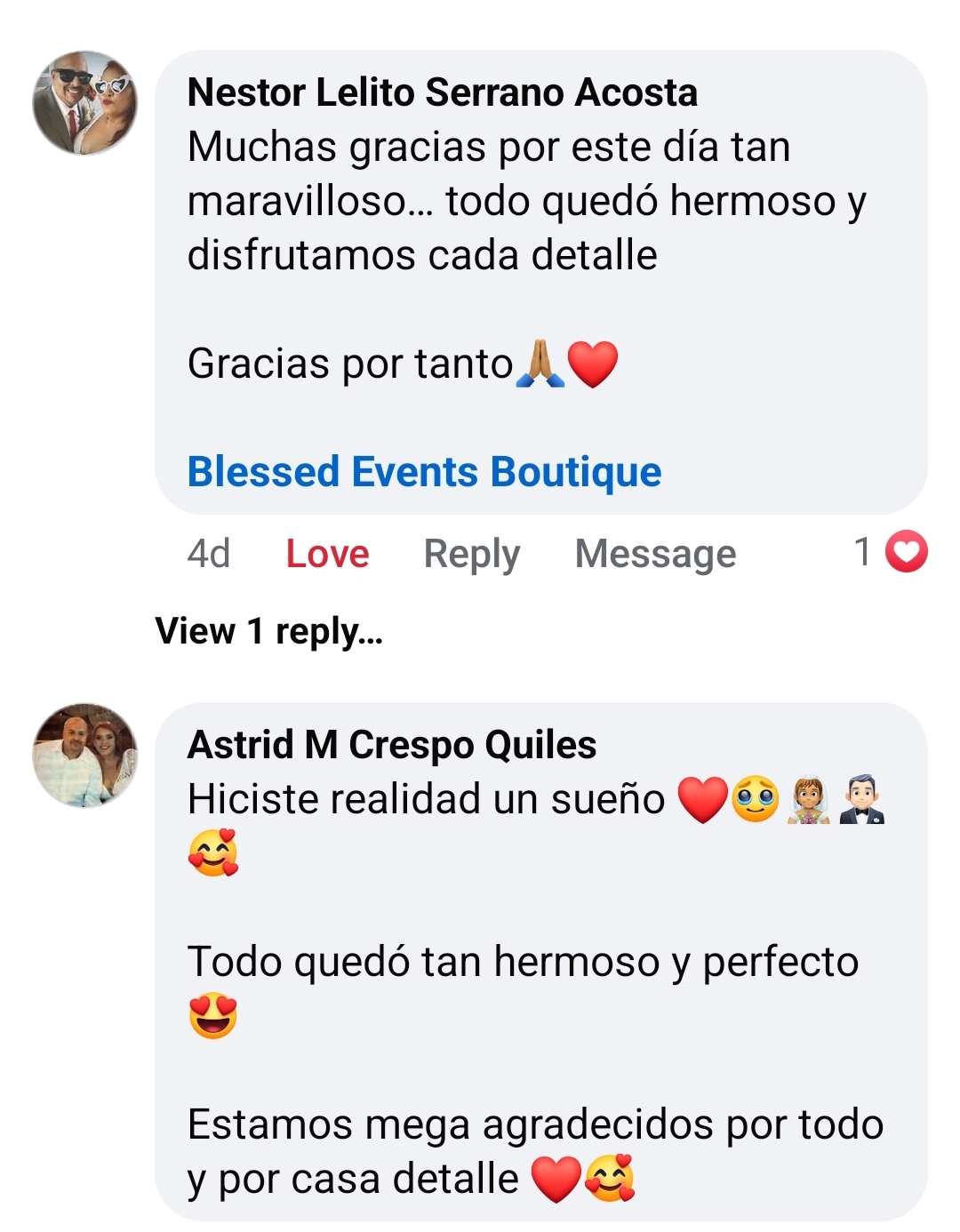 Testimonio verificado de pareja