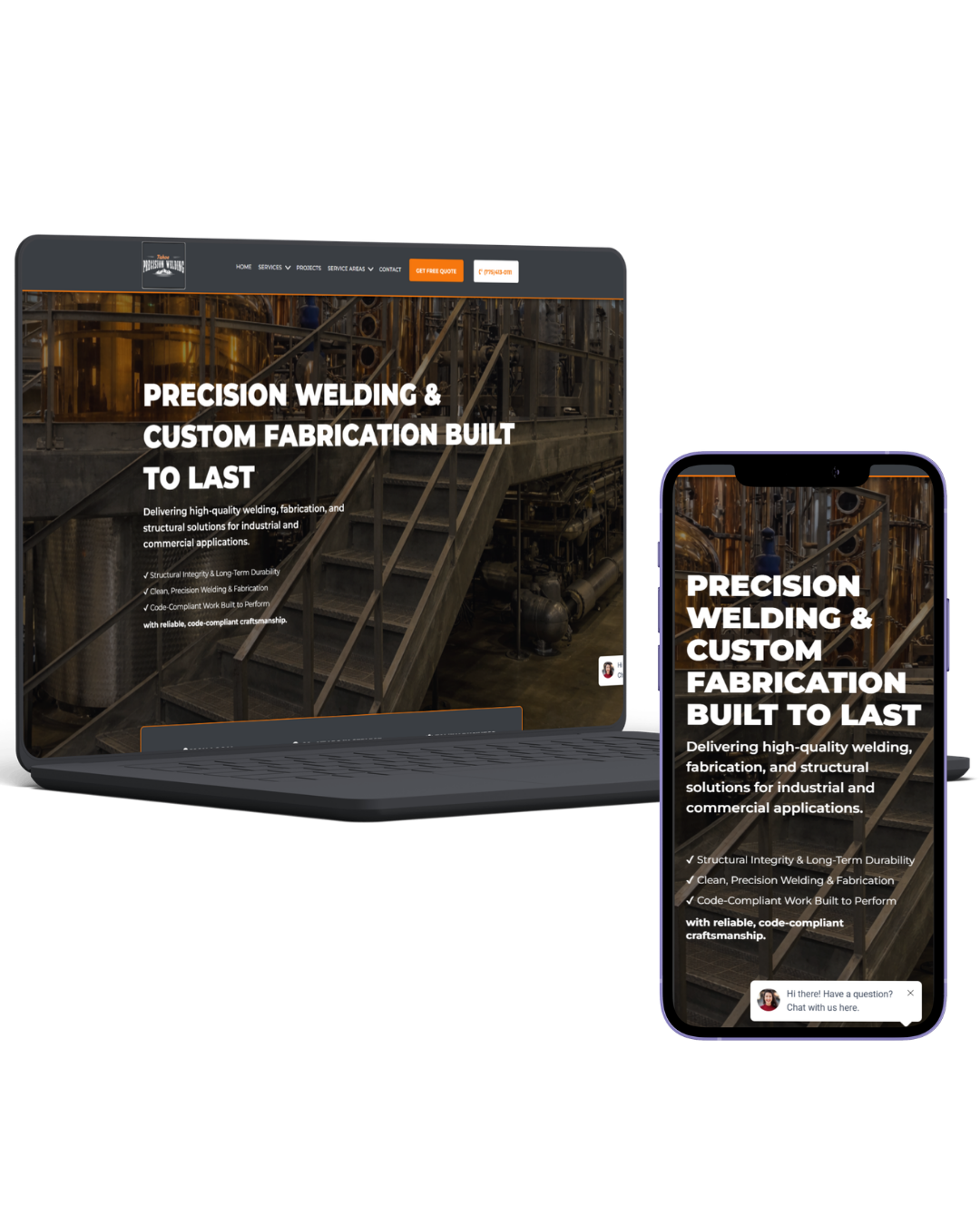 Tahoe Precision Welding website displayed on a desktop computer and mobile phone