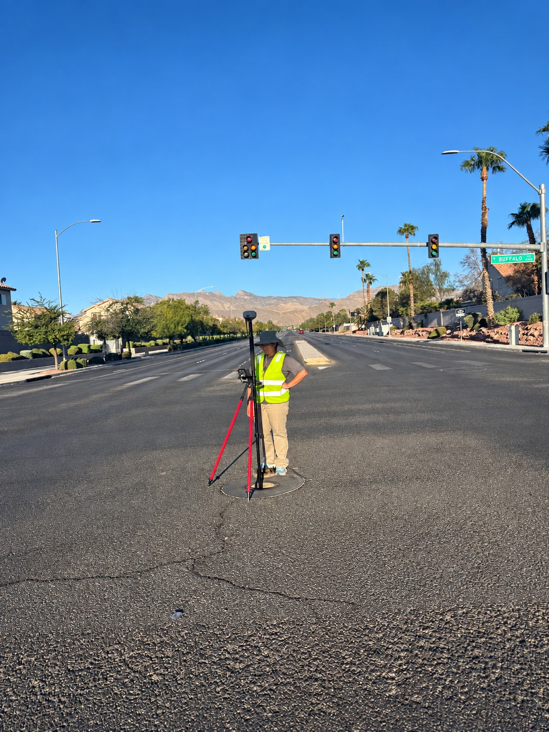 TLS Civil and Survey professional land surveyor conducting field work in Las Vegas, Nevada