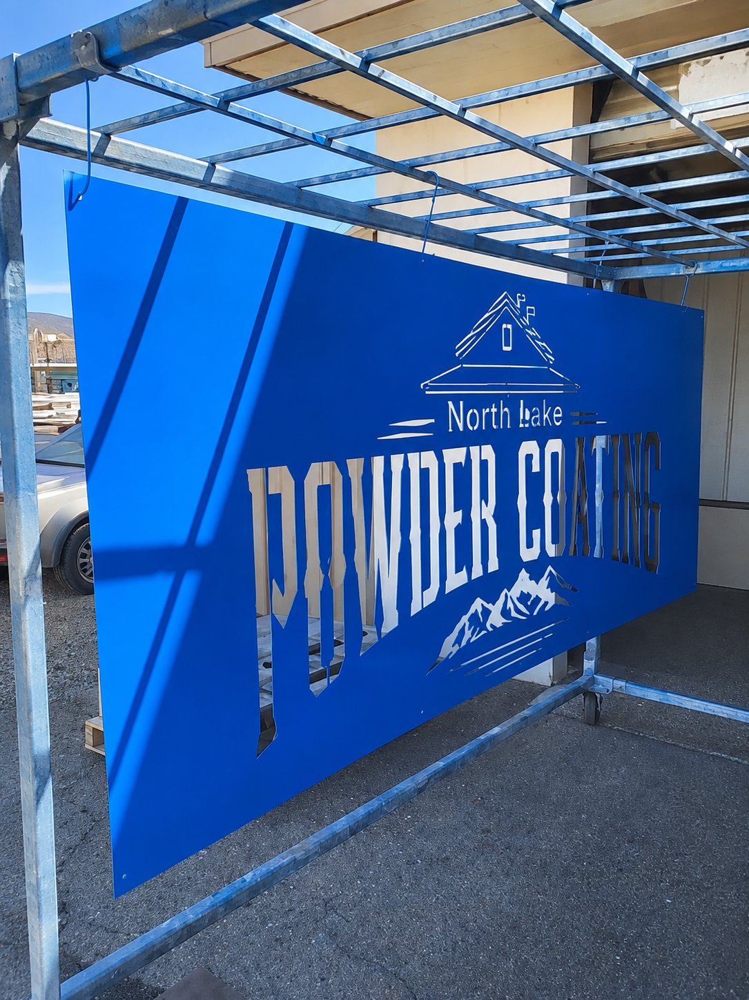 Custom grand architectural powder coated metal staircase railing and fabrication