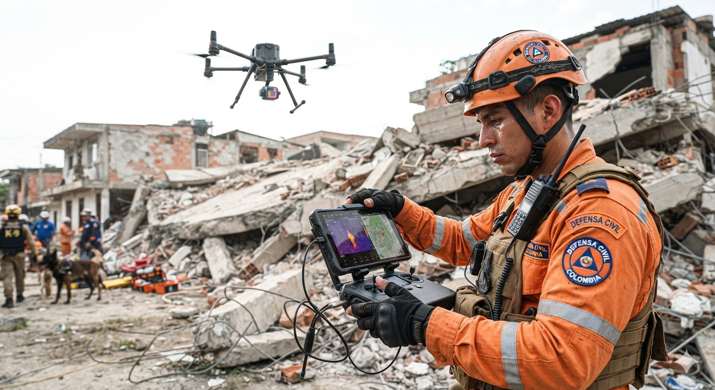 Drones utilizados en colombia para ayudar en el resiente sismo de 7.4 ocurrido el pasado 10 de agosto de 2026