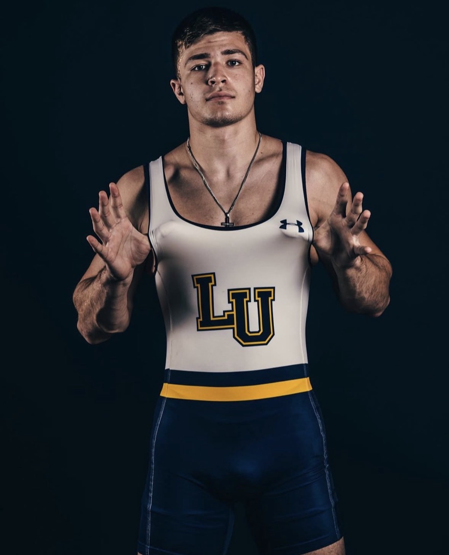 Chad Alan in a Lakeland University wrestling singlet