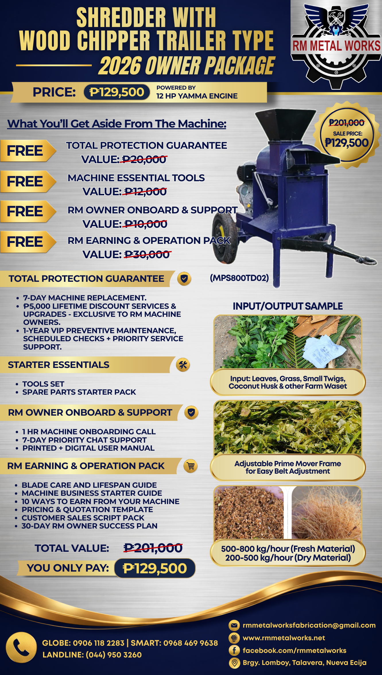 Shredder with Wood Chipper Trailer