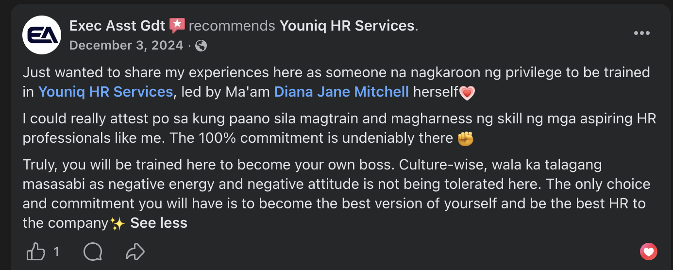 Testimonial from a business owner