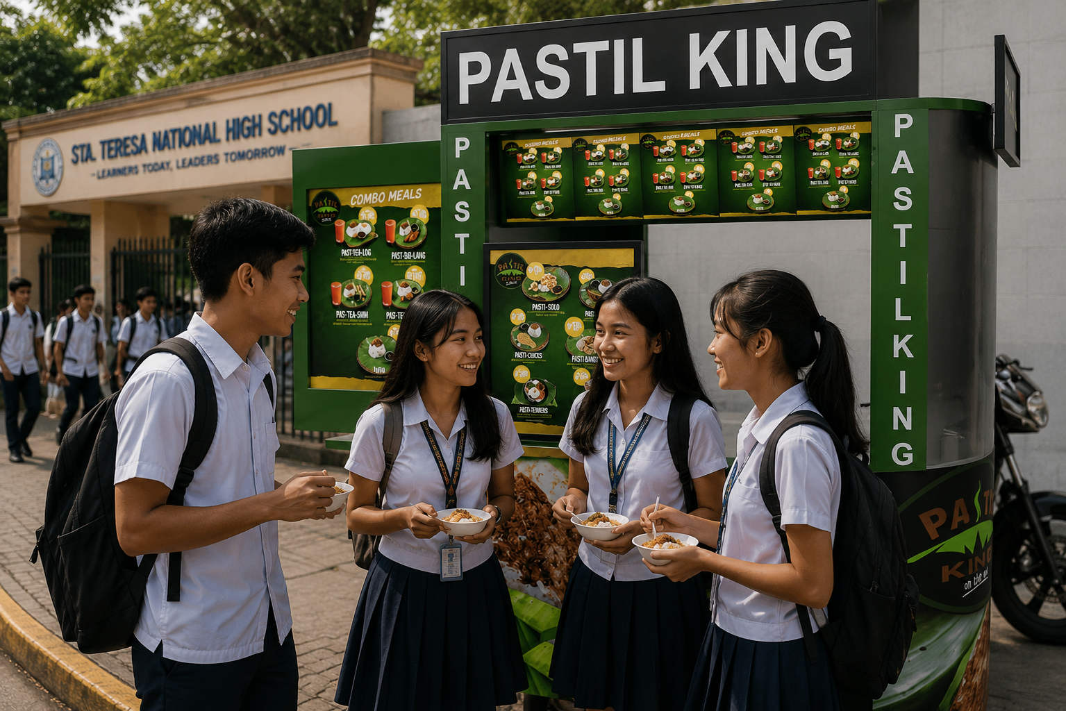 Students near a school
