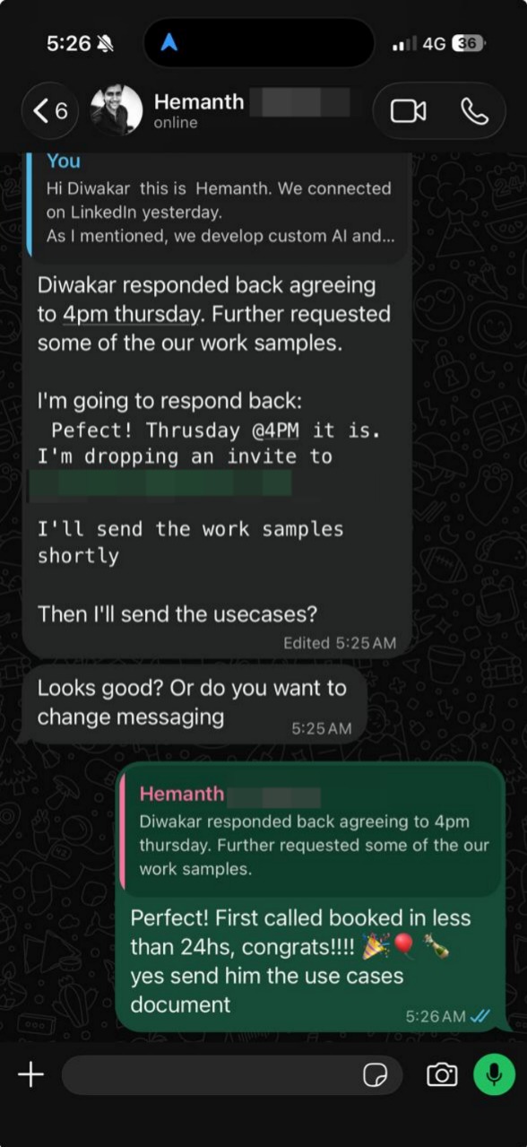 Client chat: first call booked in under 24 hours