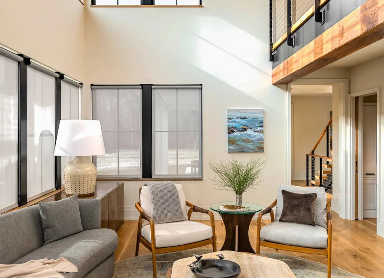 Living room interior painting by Minute Men Painters in Portsmouth, New Hampshire with smooth neutral wall finishes