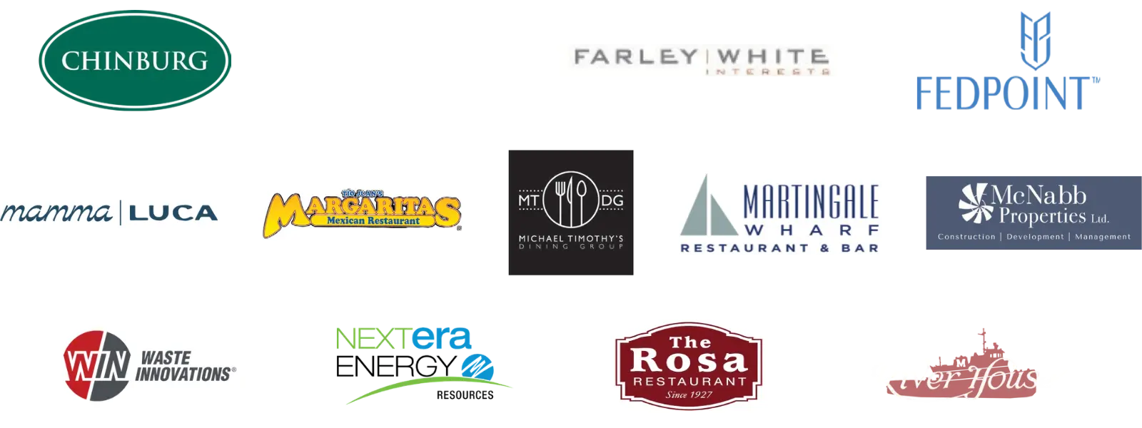 Logos of commercial clients served by Minute Men Painters in Portsmouth, New Hampshire