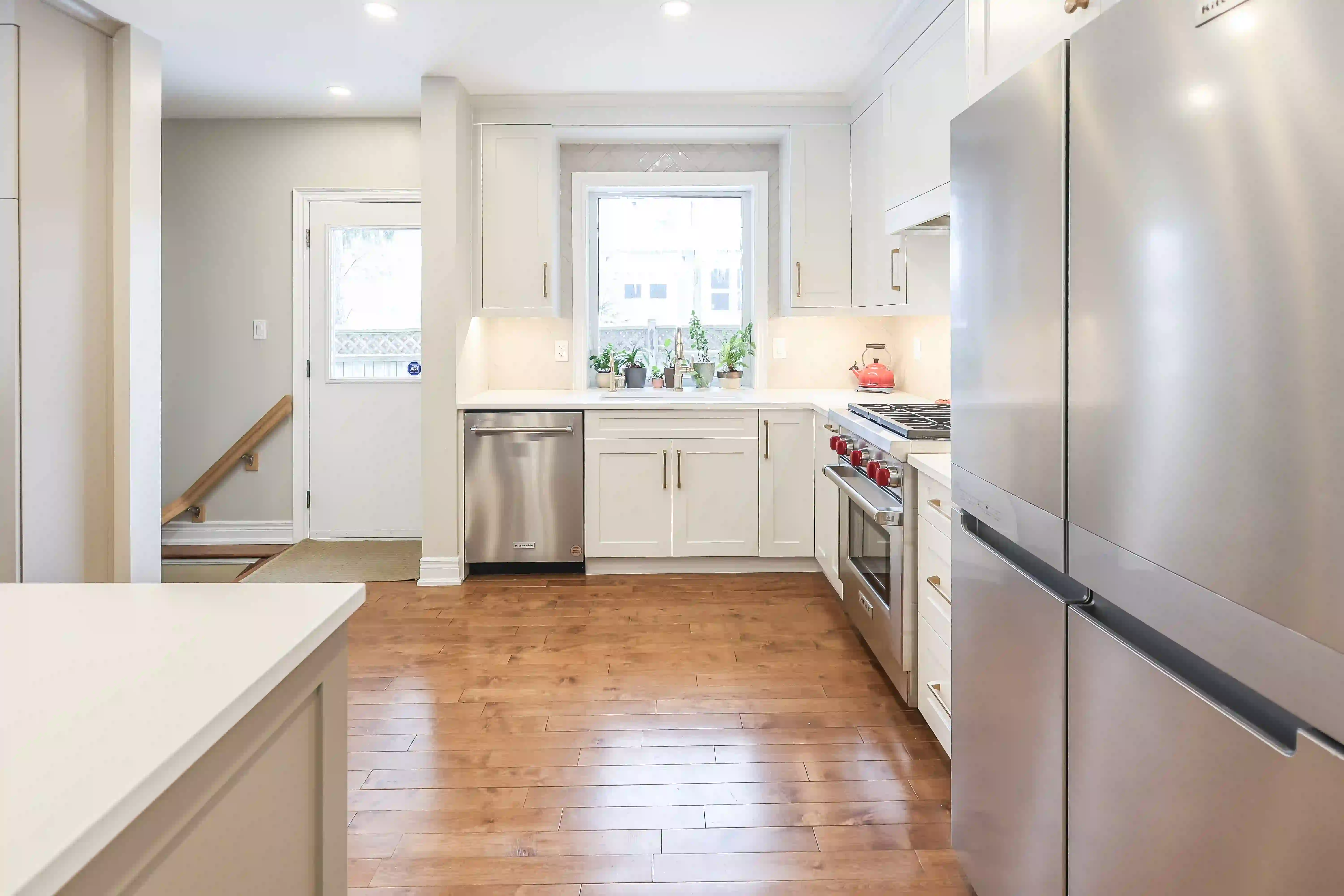 Kitchen view toward staircase
