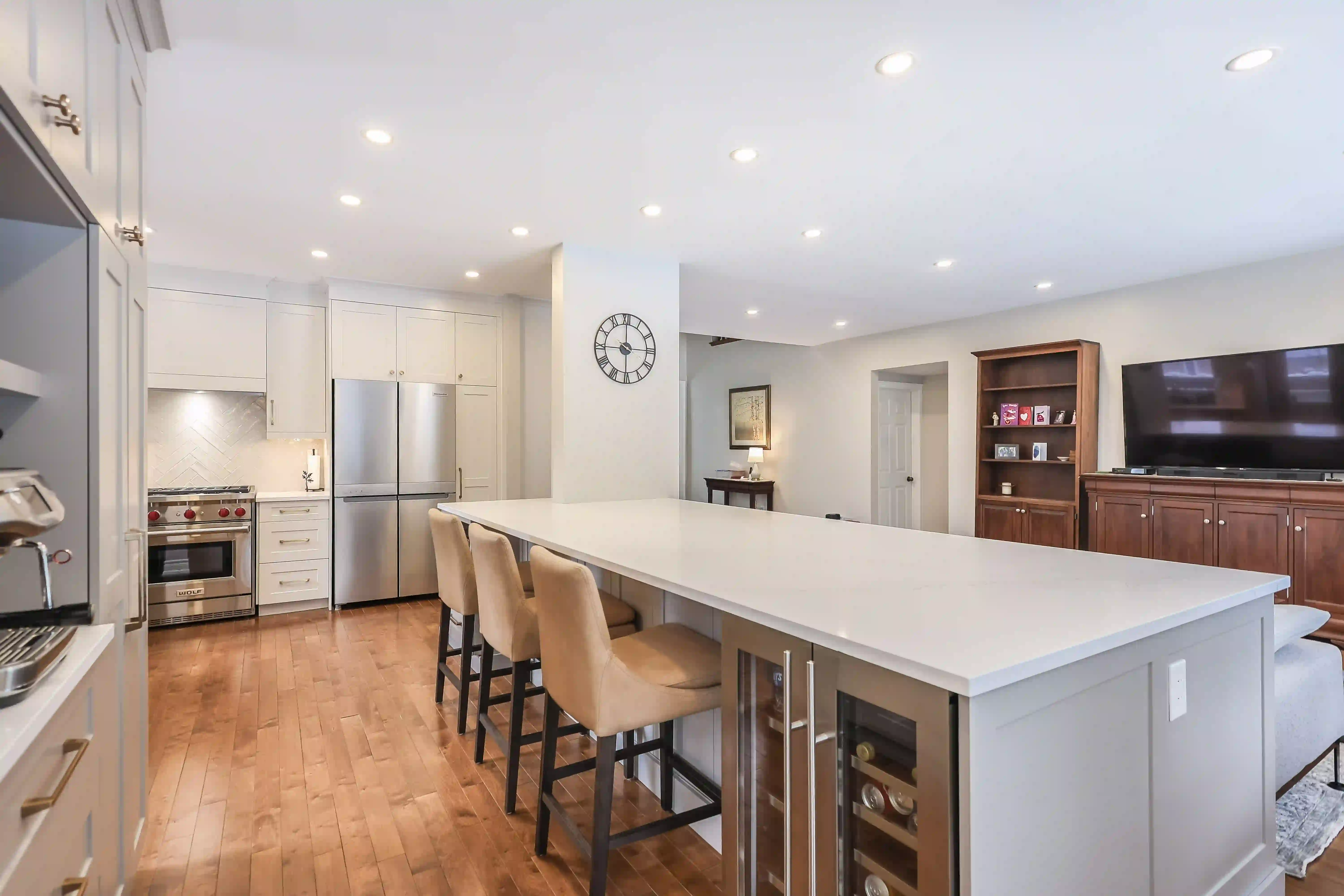 Jerseyville kitchen island and open living area
