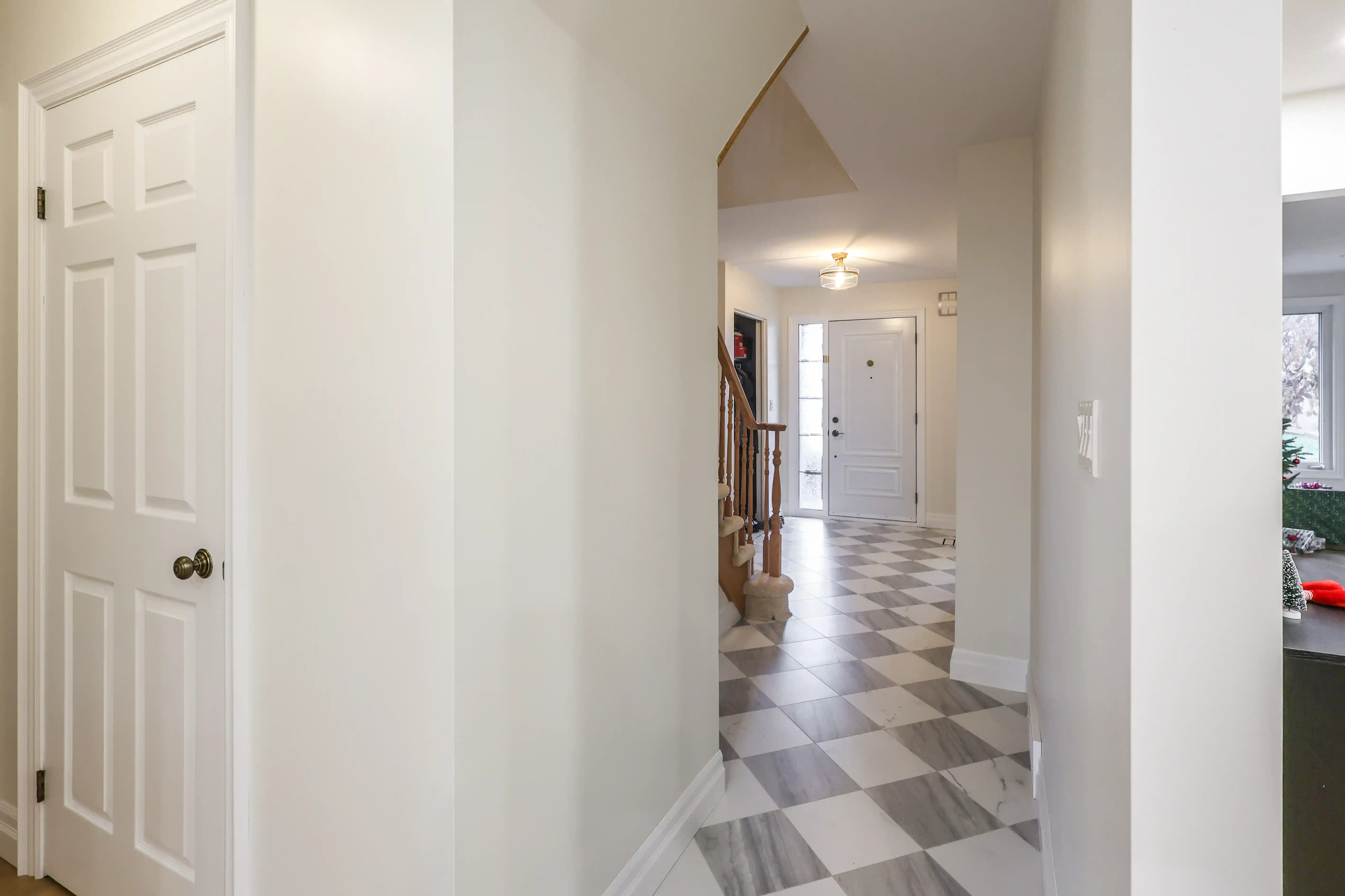 Entry hallway with checkerboard floor