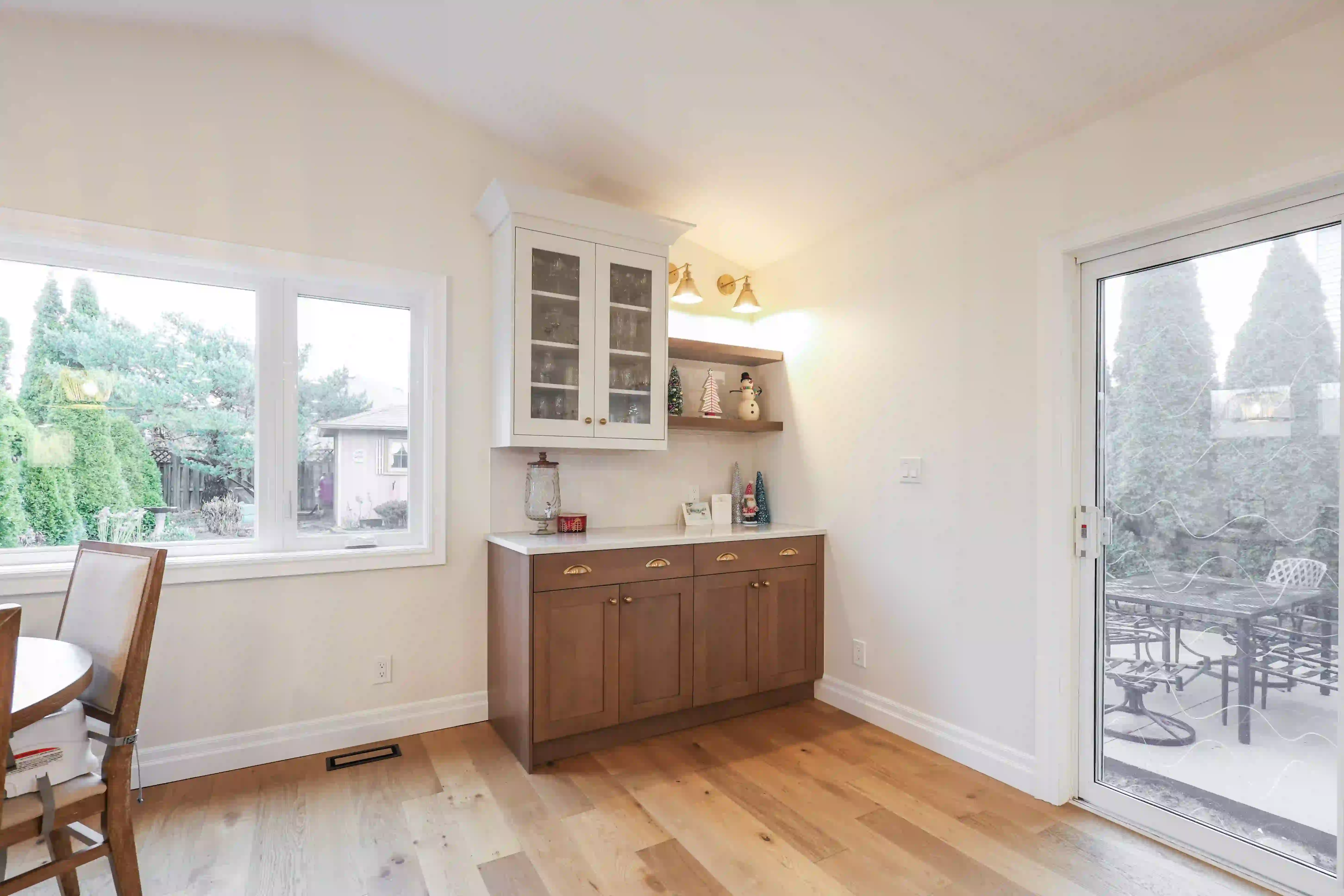 Coffee bar and patio doors