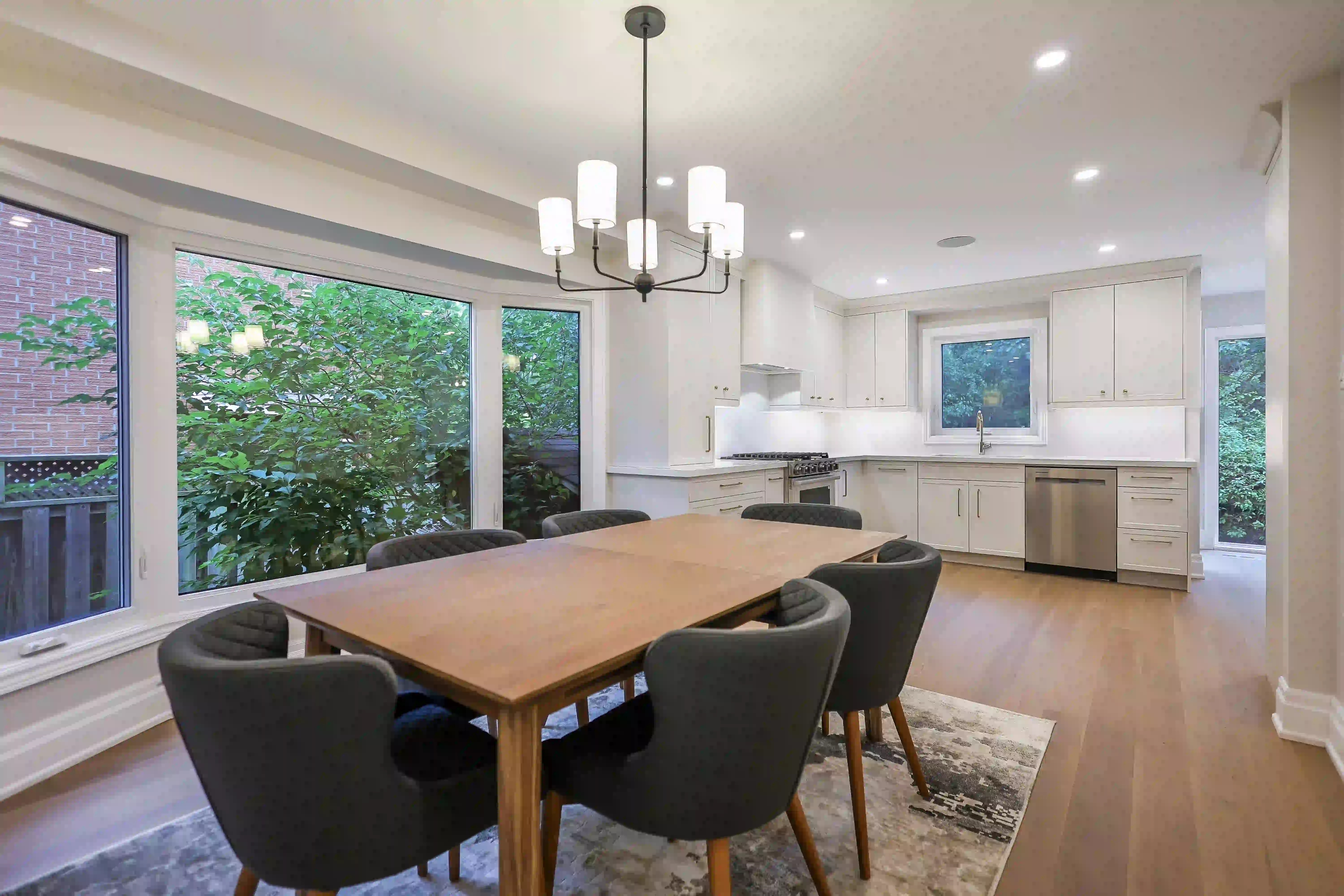 Dining room with large windows