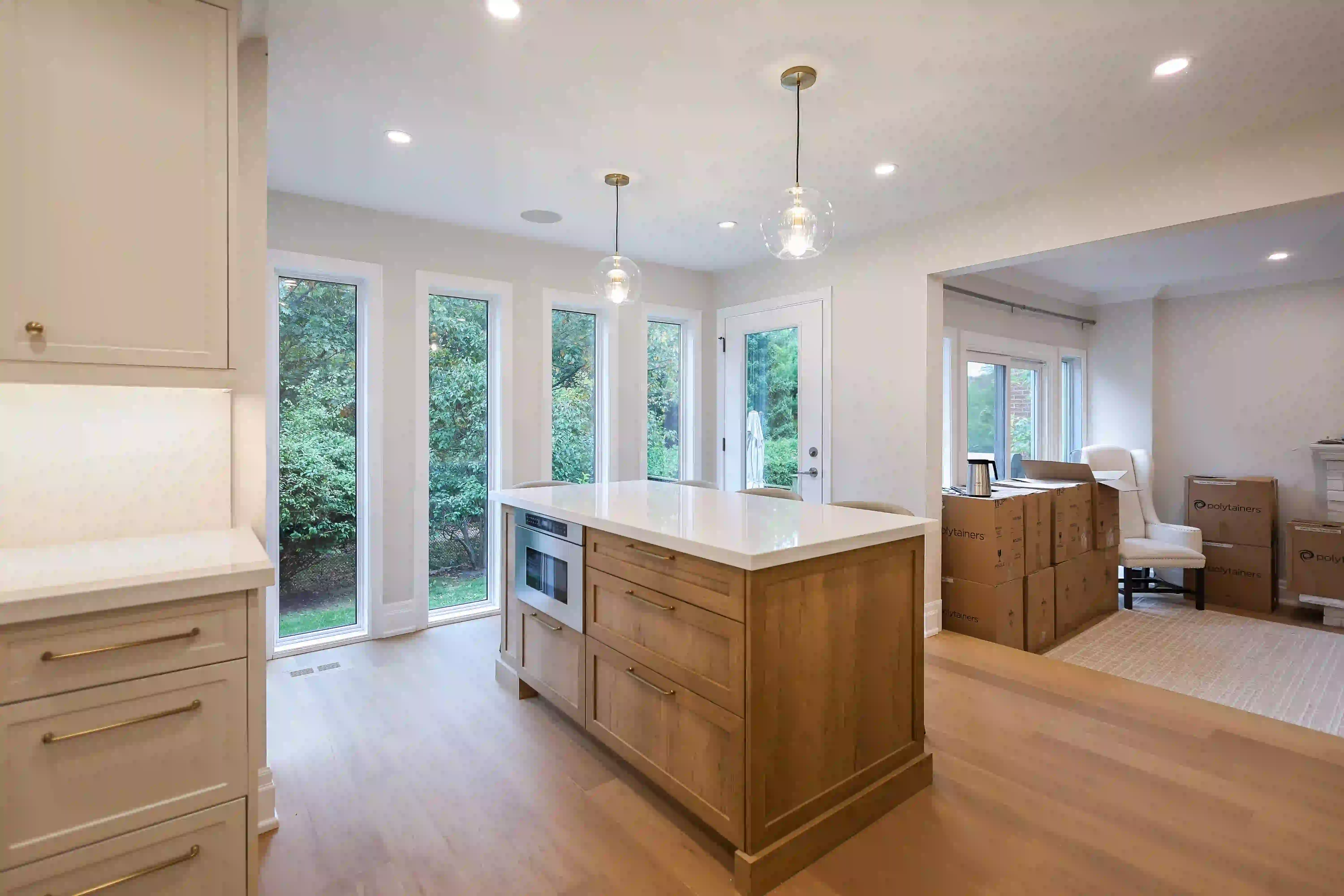Kitchen island and open living area