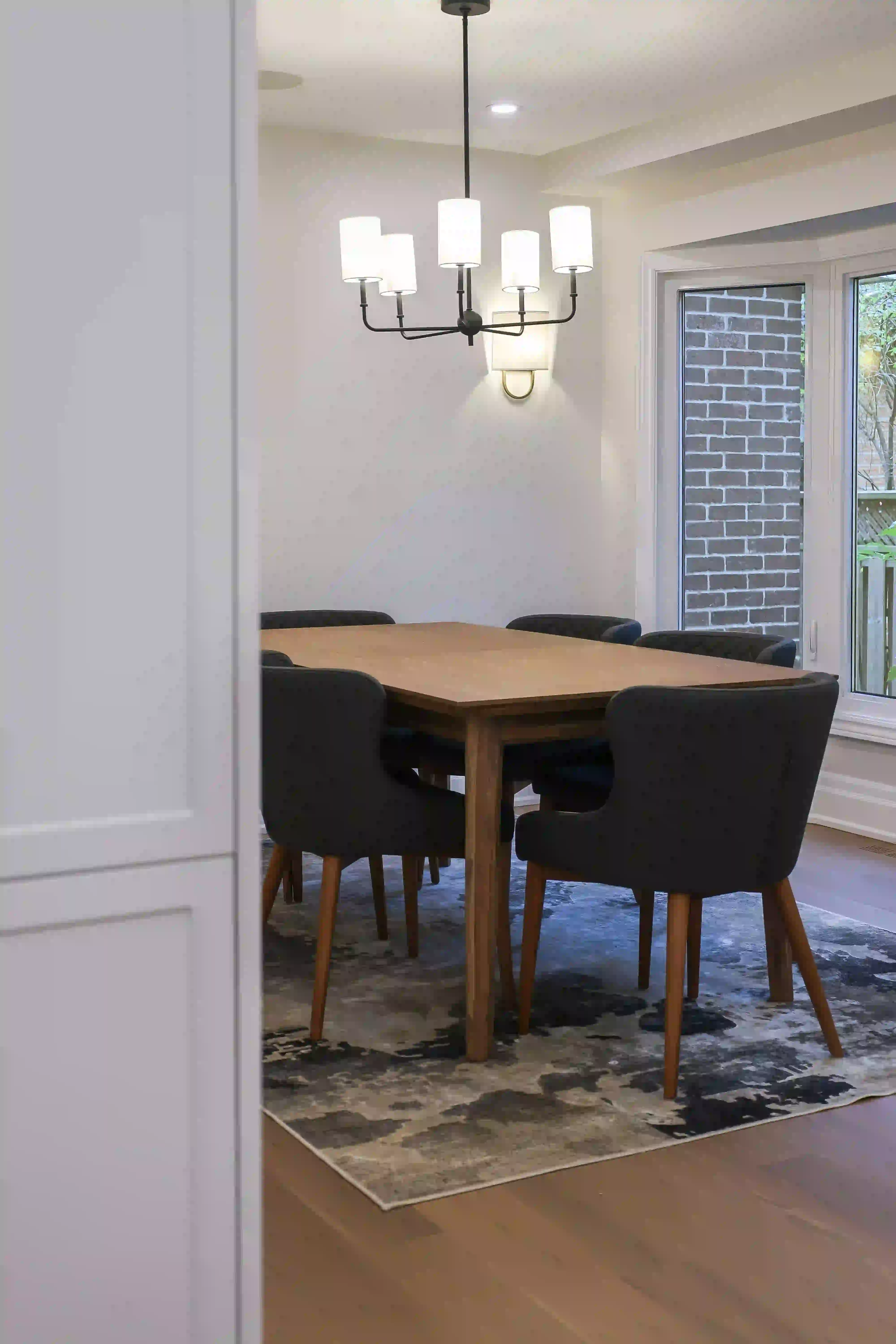 Dining nook and chandelier
