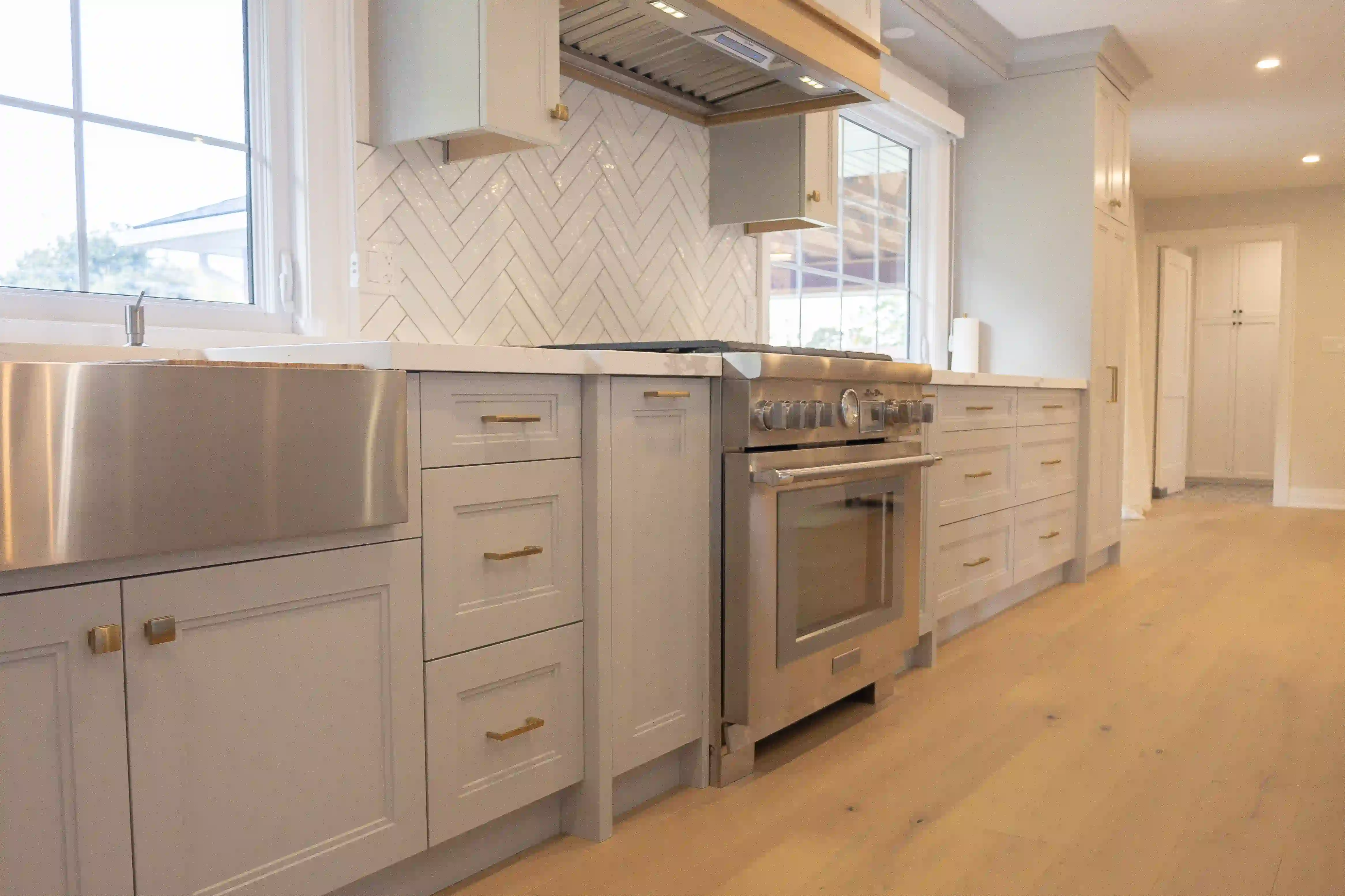 Kitchen cabinetry and range wall