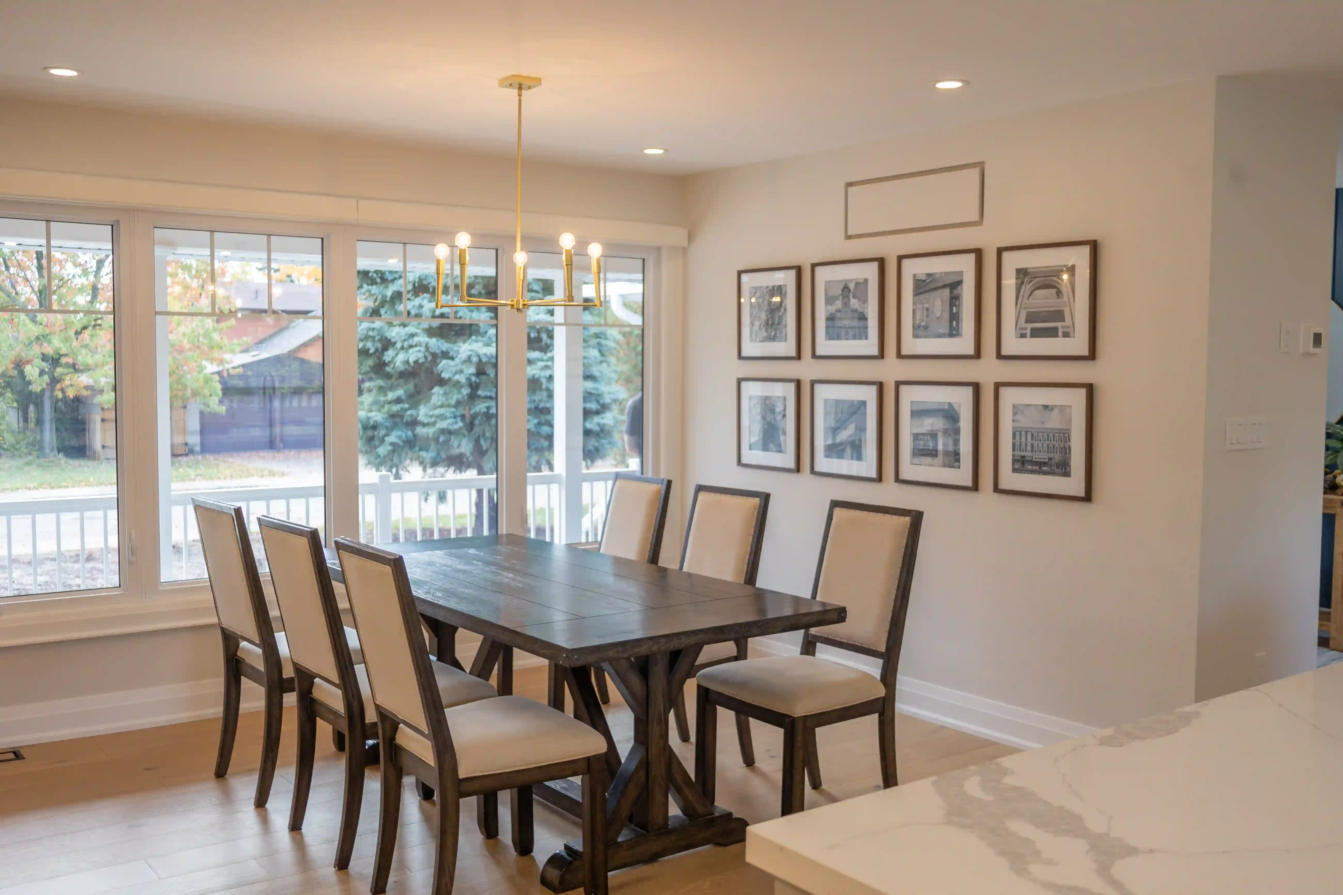 Dining area with large windows