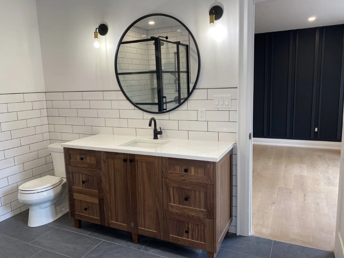 Ensuite vanity and glass shower