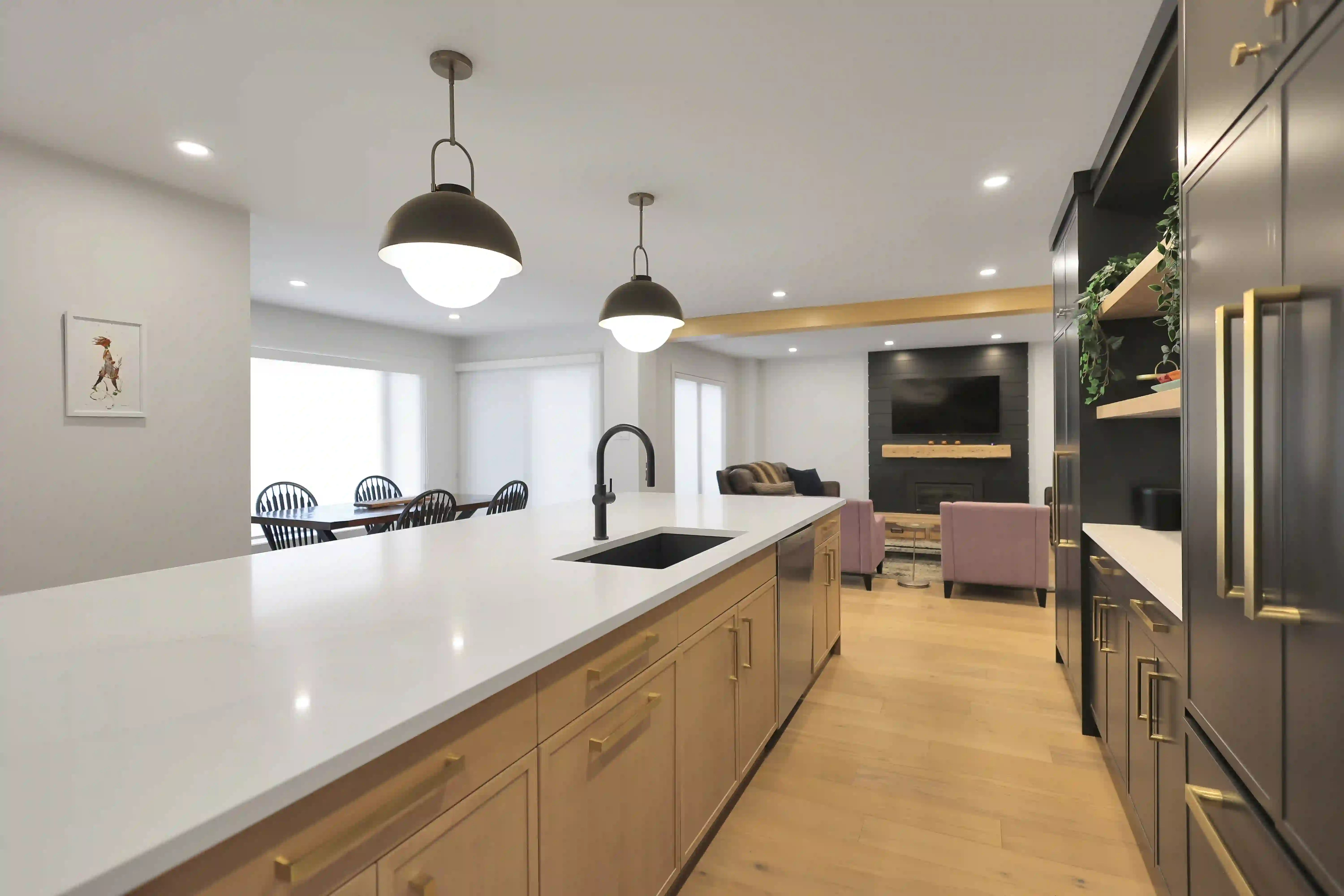 Kitchen island and open living view