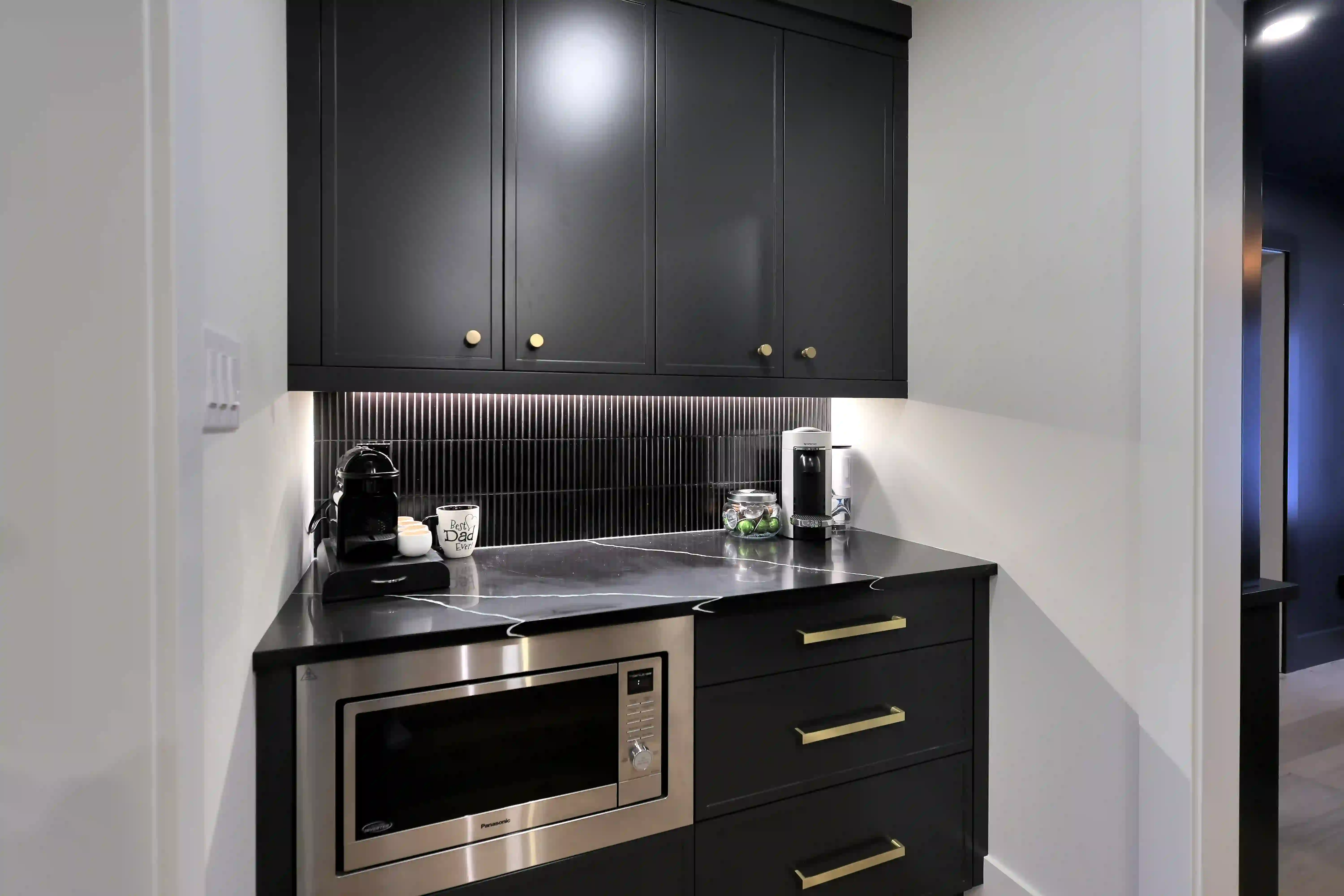 Coffee bar and microwave cabinetry