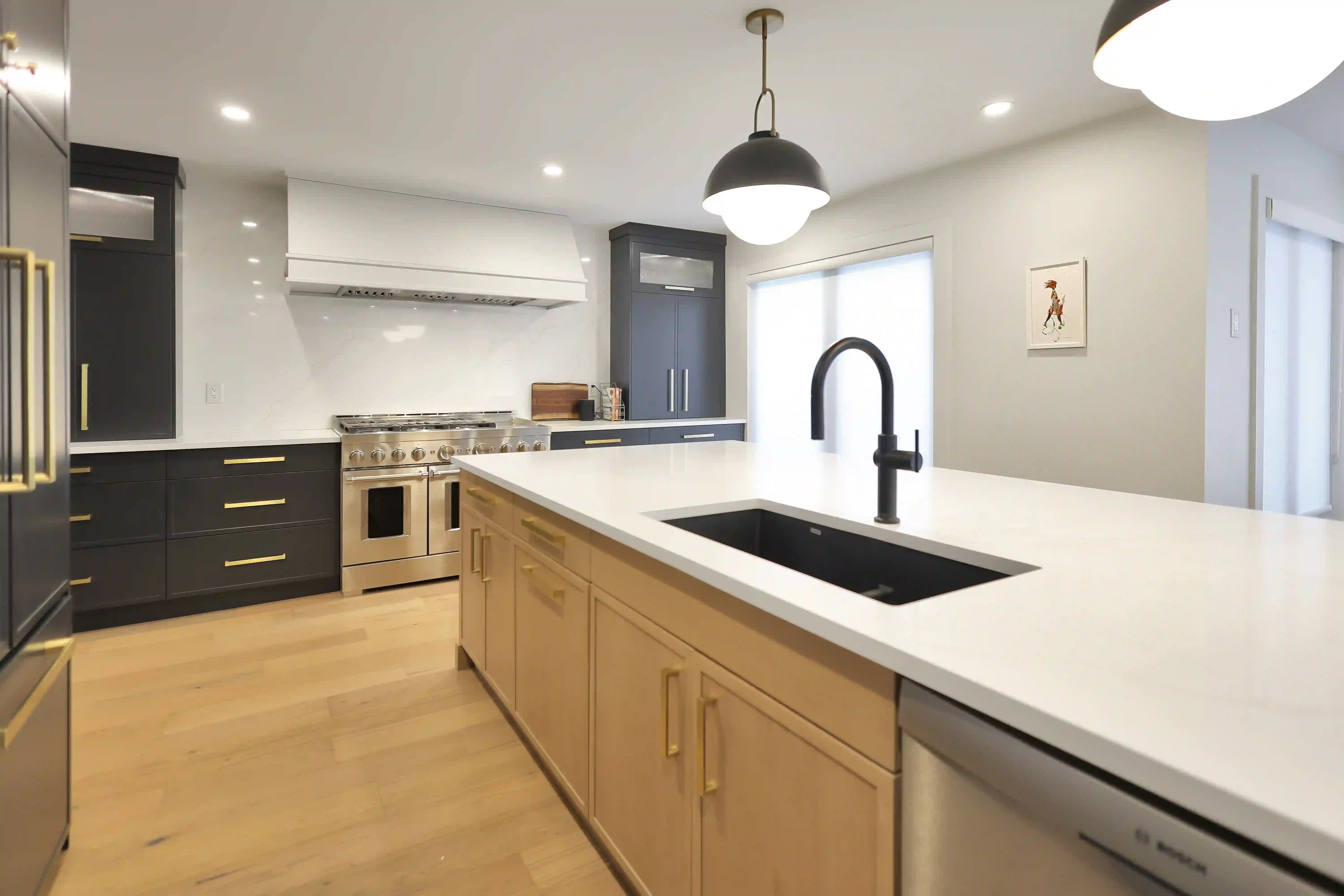 Kitchen island and range view