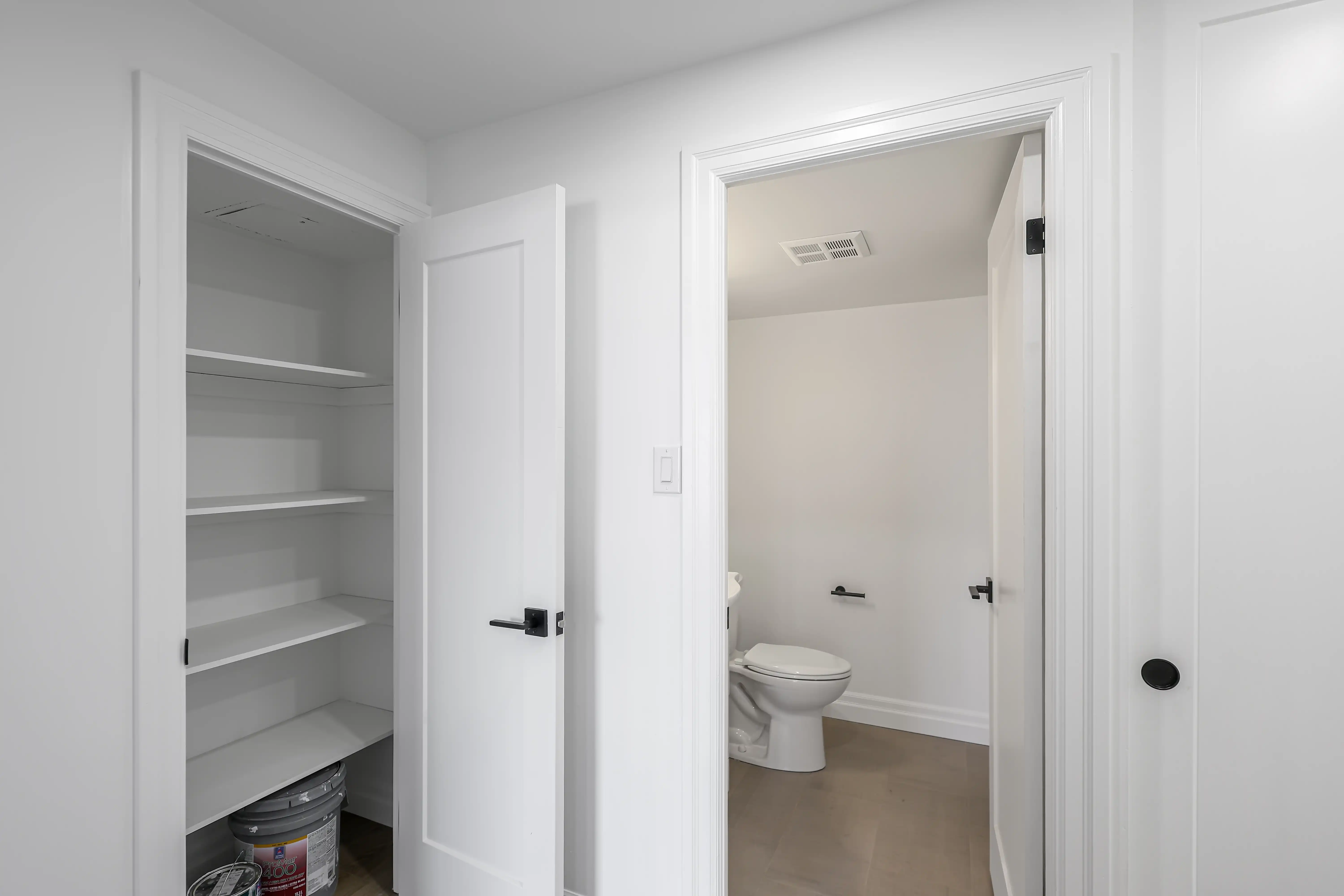Closet and bathroom hallway